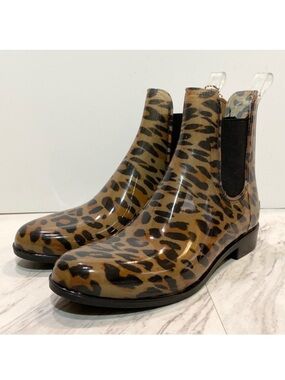 New! Aldo Leopard Chelsea Ankle Rain Boots 7